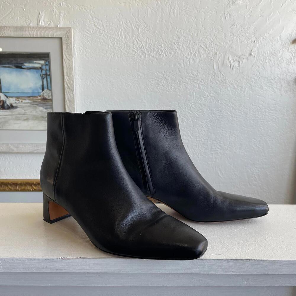 Vince Black Leather Silvana Booties | Size 9.5